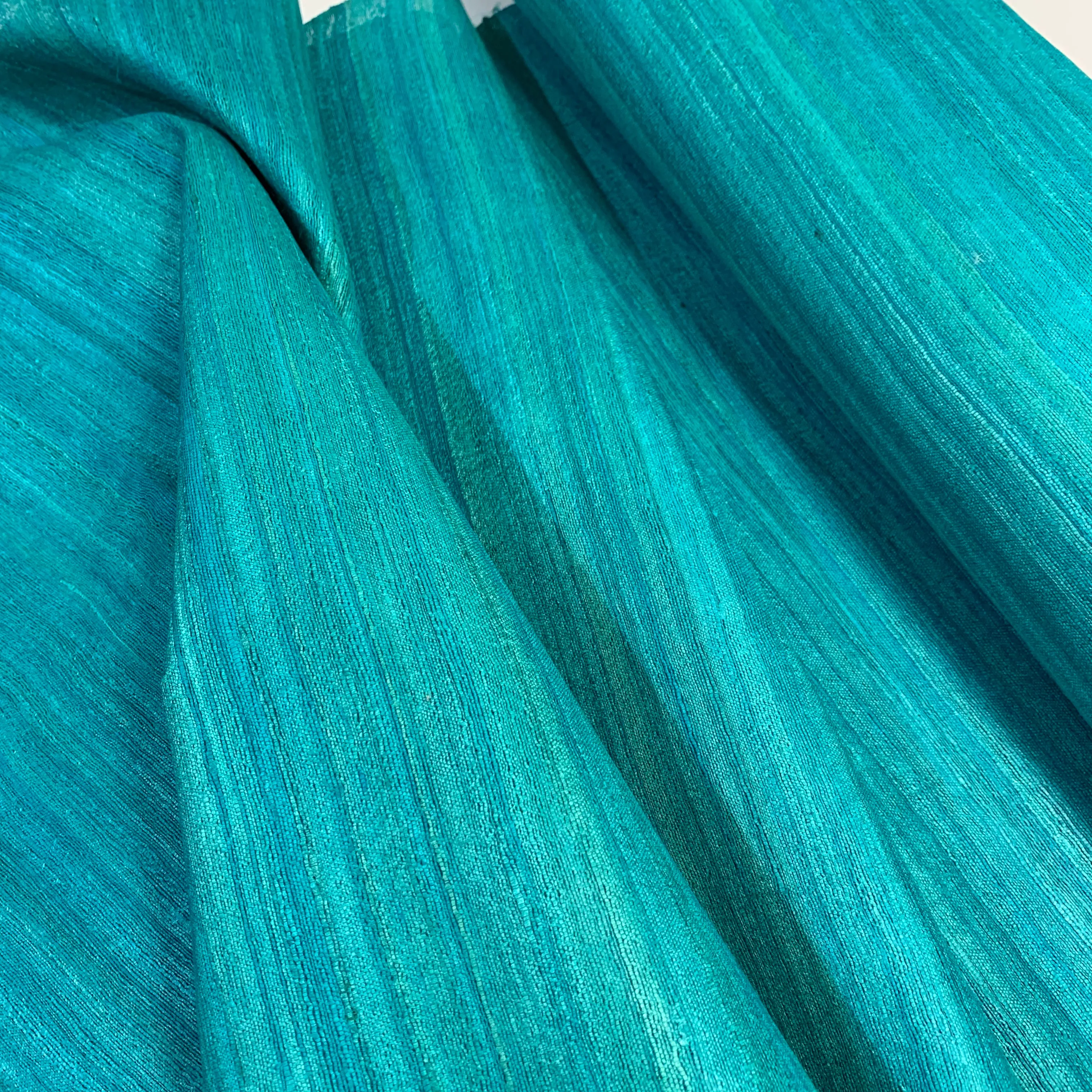 Teal Ahimsa Tussar Pure Silk Fabric