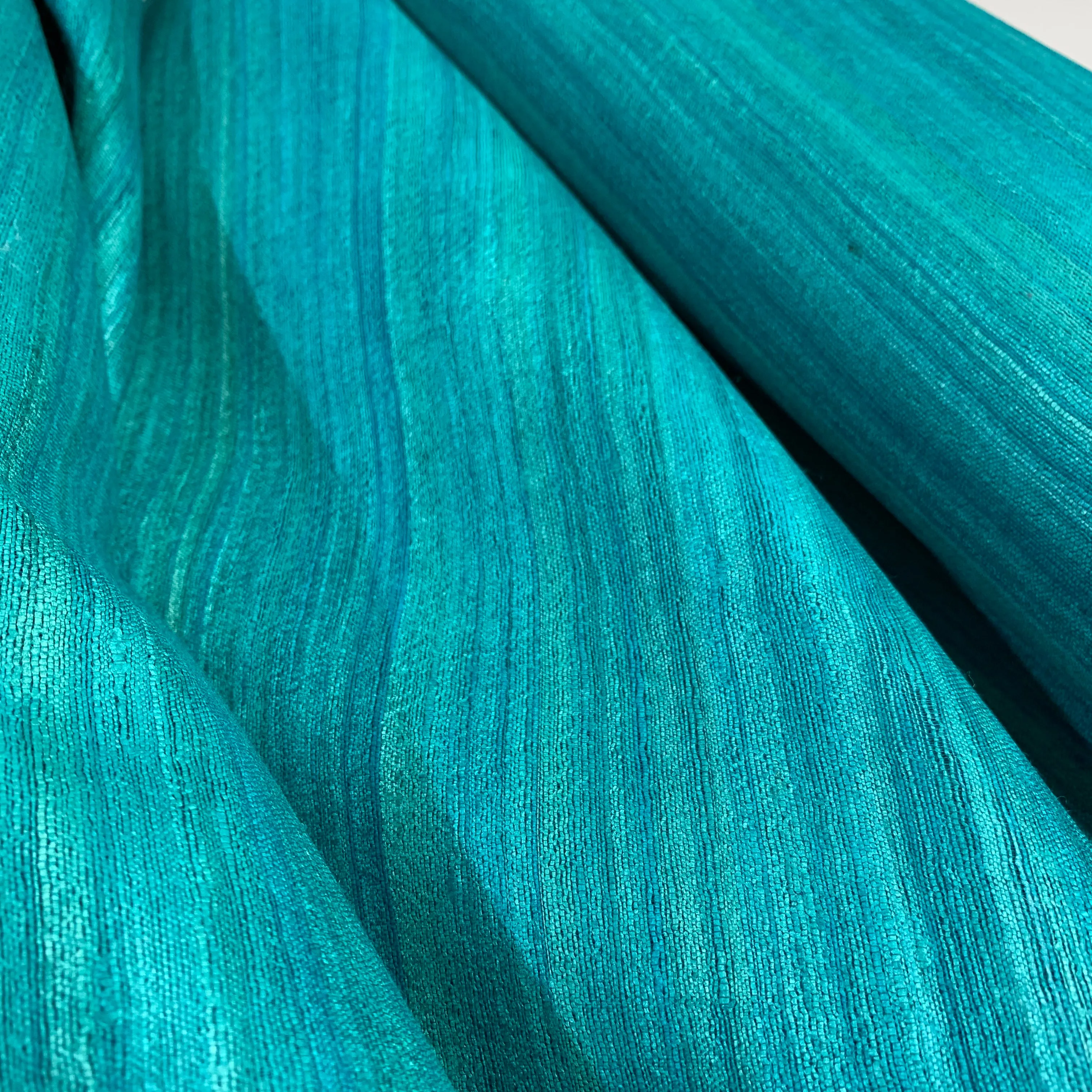 Teal Ahimsa Tussar Pure Silk Fabric