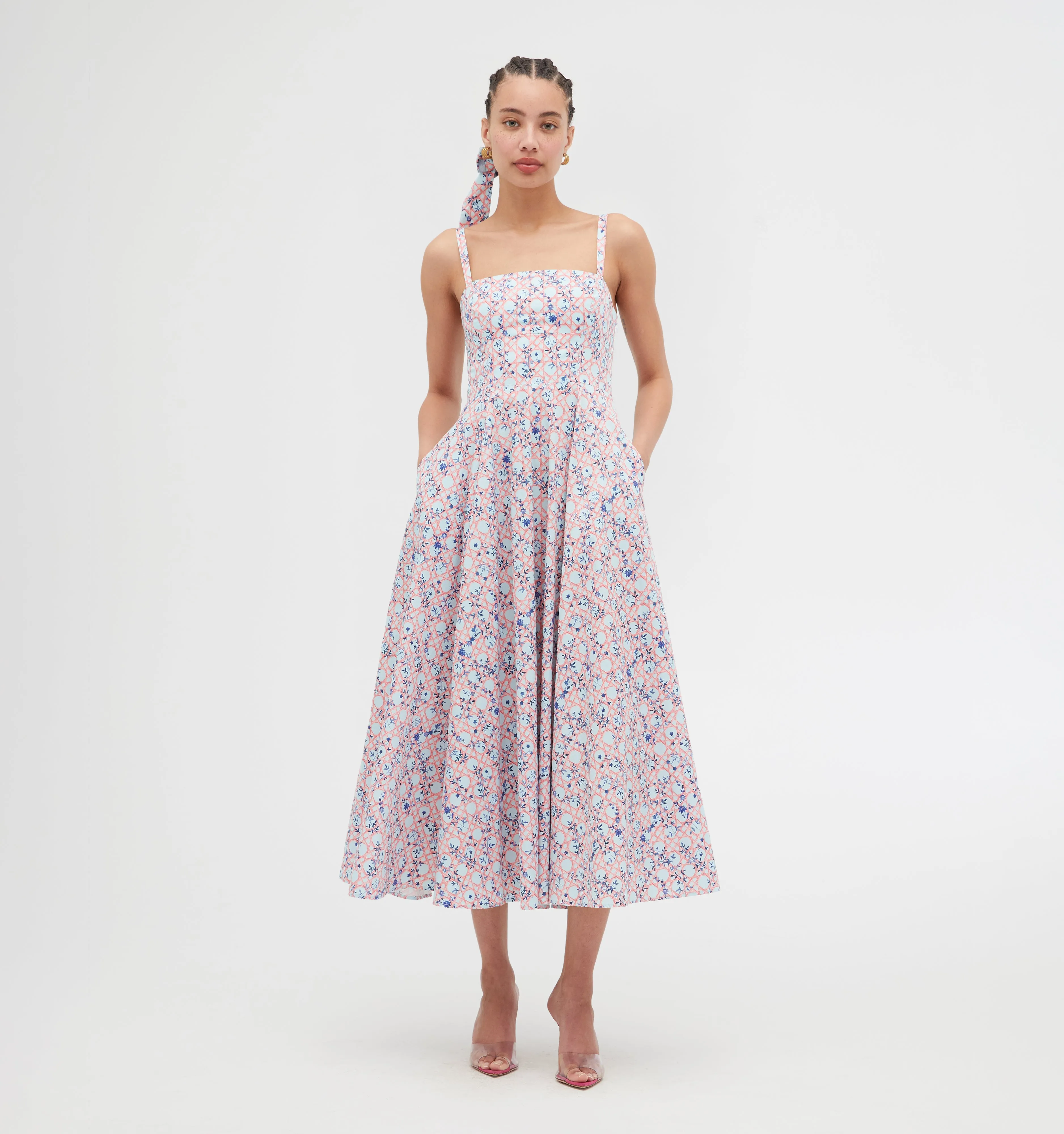 The Margot Dress - Pink Basketweave Vine