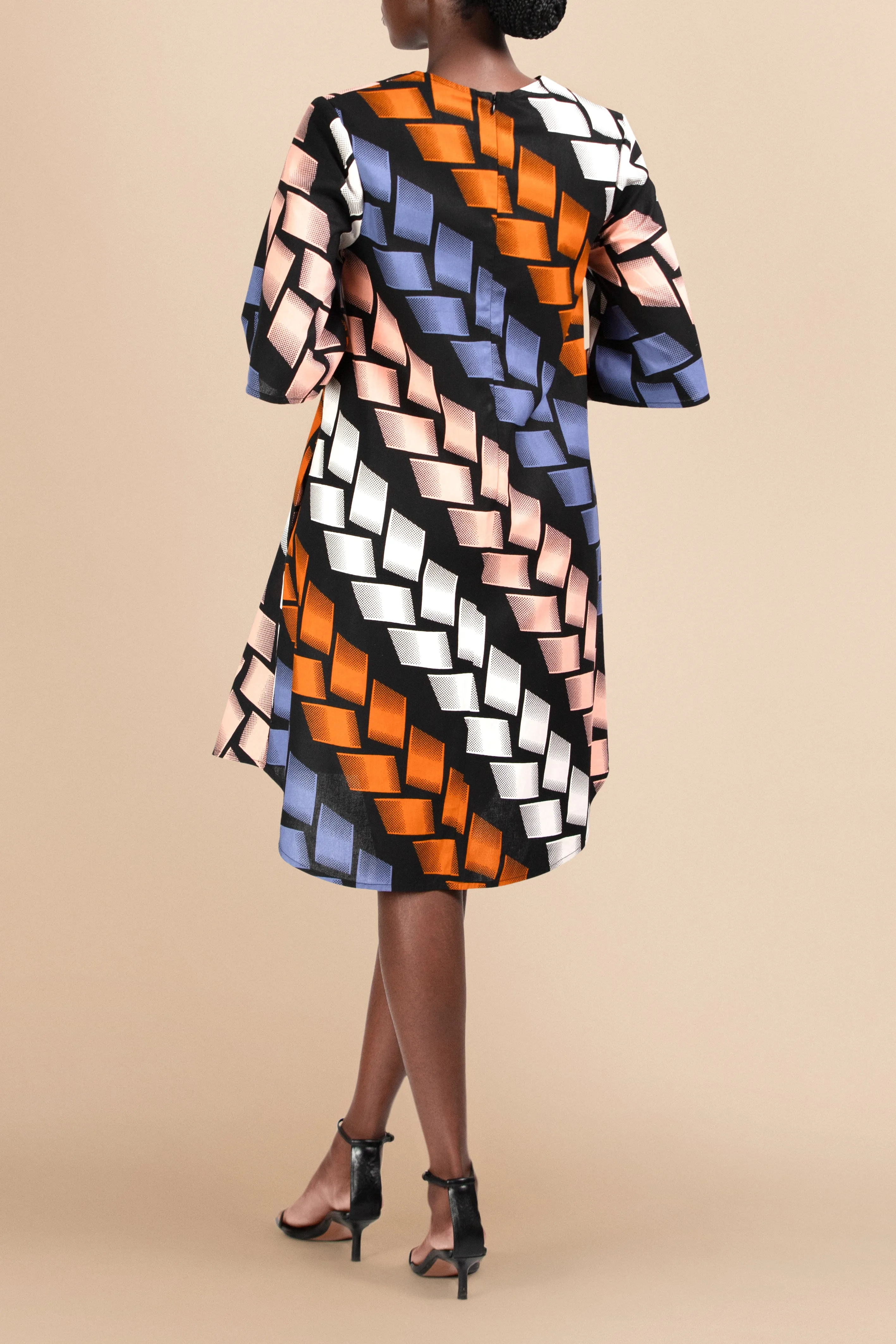 Vele Shift Cotton Dress in Multicolor Knotted Ropes Print