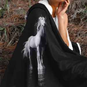 White horse print throw blanket