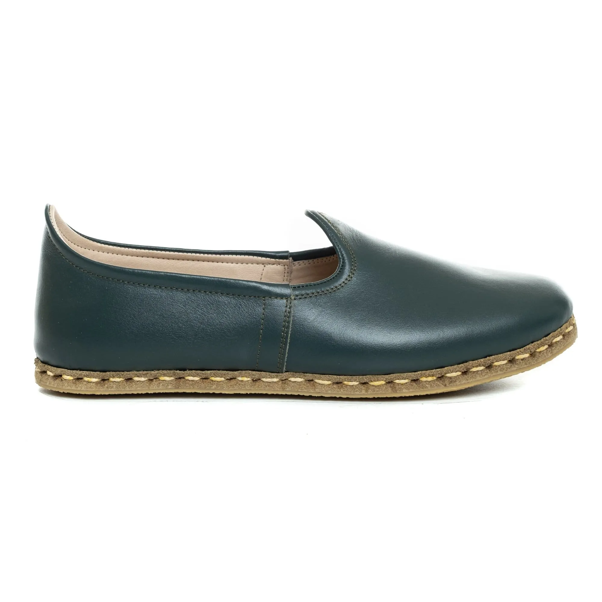 Women's Bottle Green Slip On Shoes