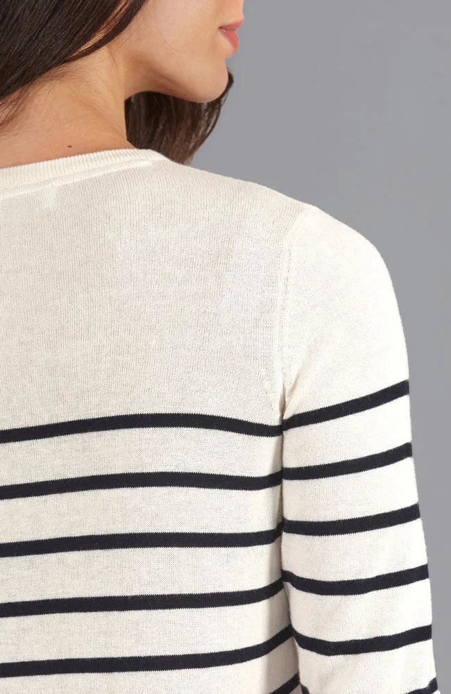 Womens Ultra Fine Cotton Breton Crew Neck Jumper